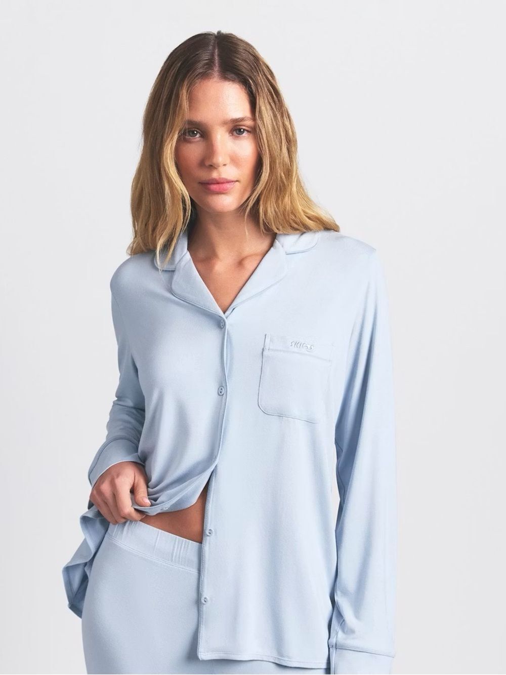 NWT SKIMS Zen Blue Sleep Shirt | Button-Down Loungewear | Size M - Picture 5 of 7